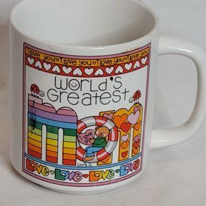 Vintage Love N Stuff Coffee Mug Worlds Greatest Mom 1983 Chris Davenport Rainbow